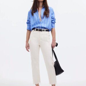 NWT Madewell The '90s Straight Crop Jean Tile White Raw Hem Size 24